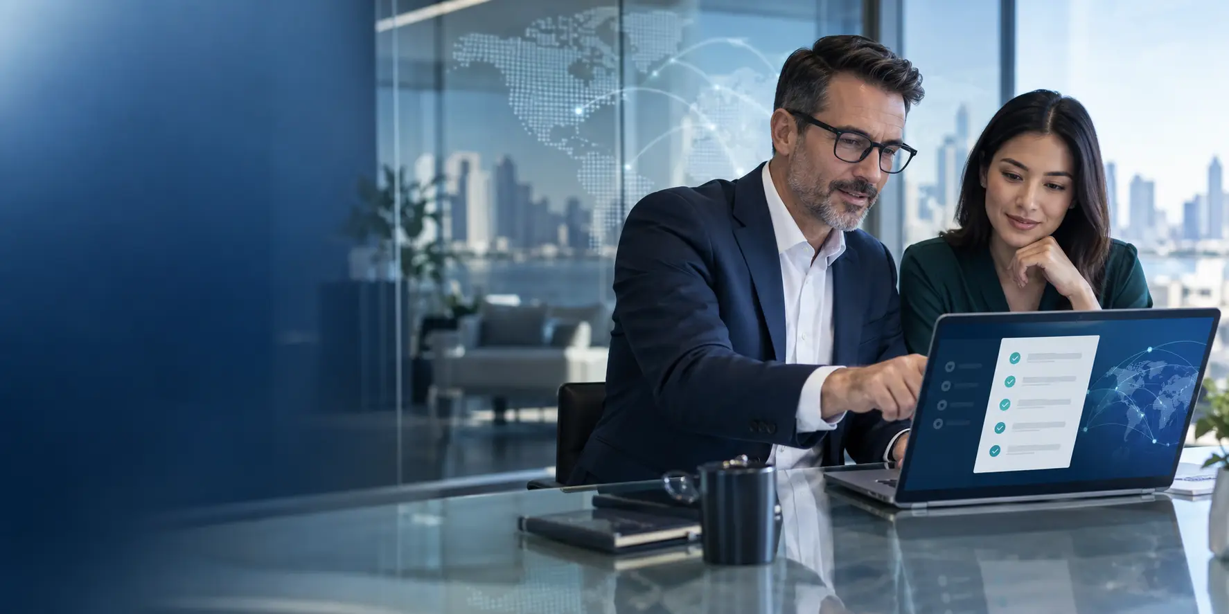 A tax adviser reviewing compliance information